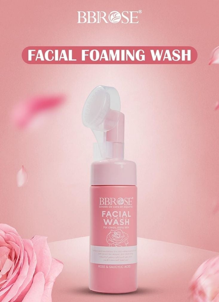 BBROSE BB Rose Rose & Salicylic Acid Foaming Facial Wash with Silicone Brush – Deep Cleansing Face Wash for Oily & Acne-Prone Skin - Image 2